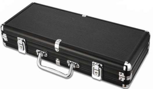 Chip Case: Black Aluminum Poker Chip Case, Black Felt Interior, 300 Chip Capacity main image